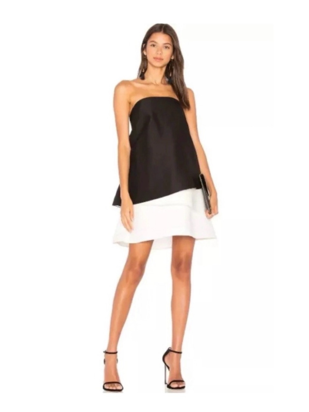 NWT new Halston Heritage Black and White Strapless Dress